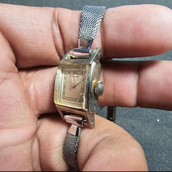 Vintage Hamilton Ladies Mechanical Wind Cocktail Watch Working With Flaws - Picture 4 of 8